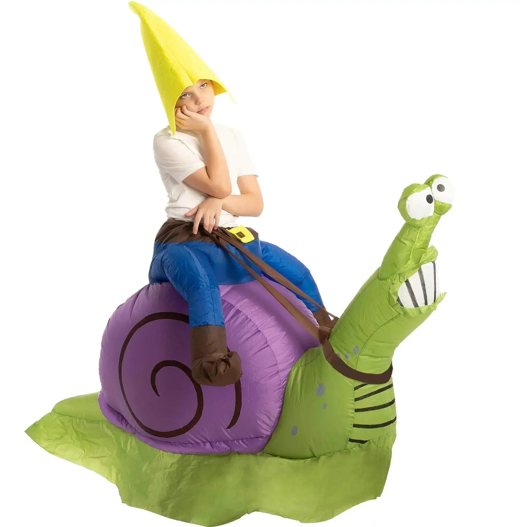 Fantasia Duende Montado em Caracol Inflável - Fantasia Infantil