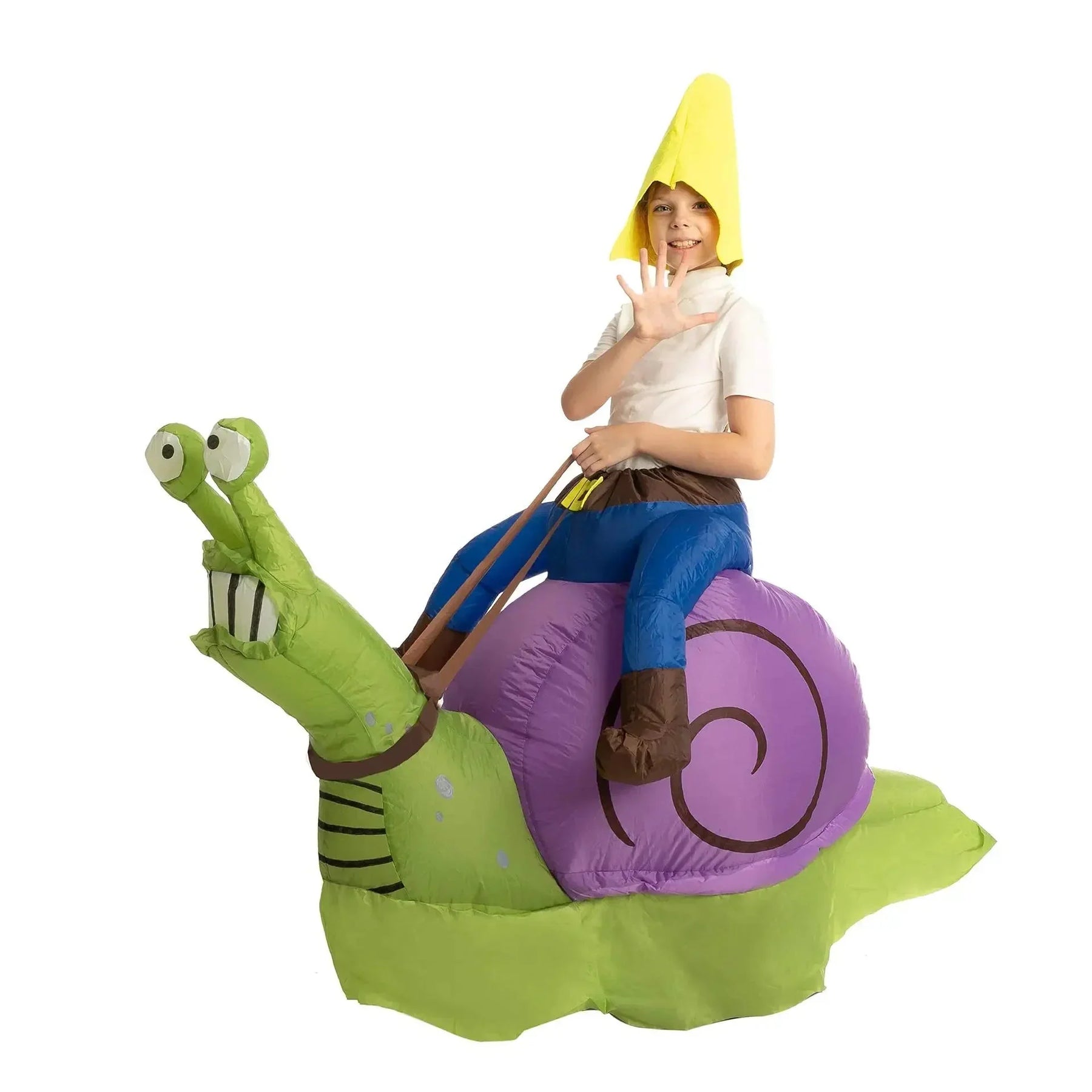 Fantasia Duende Montado em Caracol Inflável - Fantasia Infantil